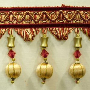 Beaded Trim Ball Type Red Color