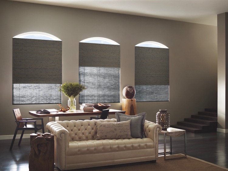 Motorized Provenance® Woven Wood Shades, available at Brilliant Drapery Design in Los Angeles, CA
