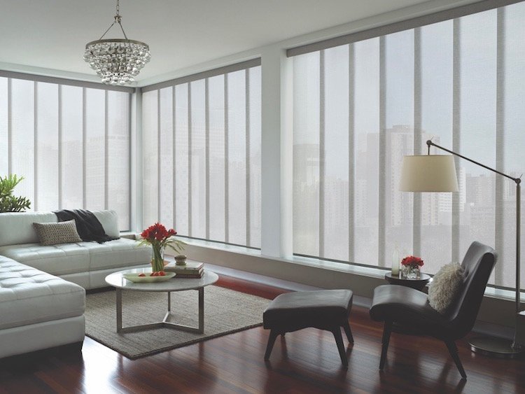 Motorized Skyline® Gliding Window Panels, available at Brilliant Drapery Design in Los Angeles, CA