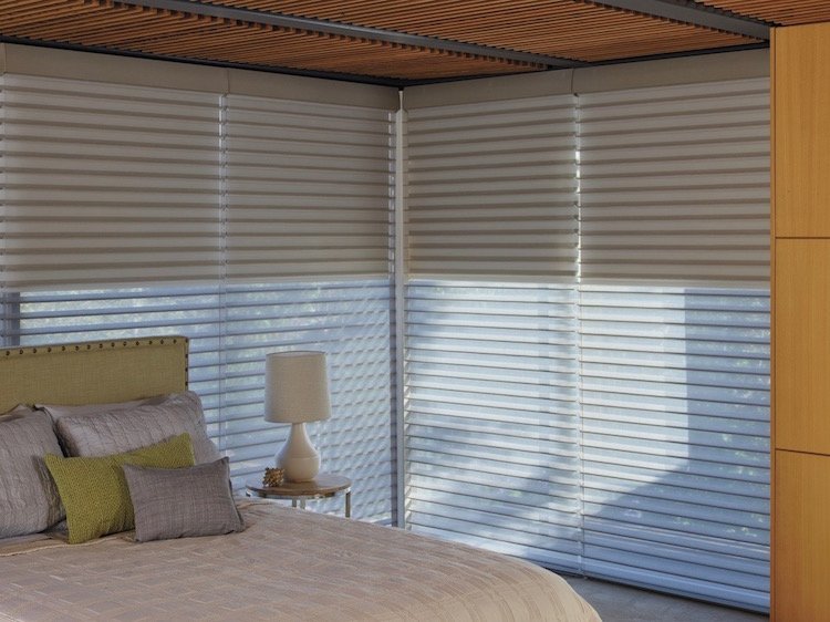 Motorized Nantucket™ window shadings, available at Brilliant Drapery Design in Los Angeles, CA
