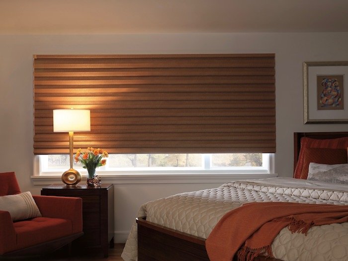 Solera® Soft Shades in an opaque fabric (Monroe) and darker color (Saffron).