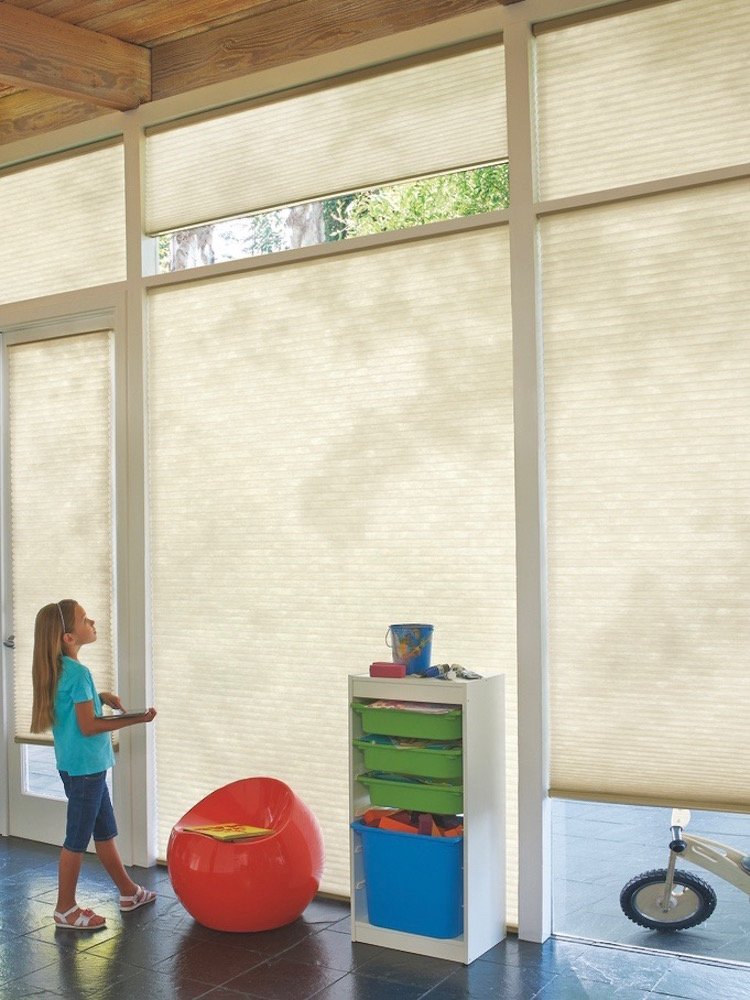 Motorized Applause® honeycomb shades, available at Brilliant Drapery Design in Los Angeles, CA