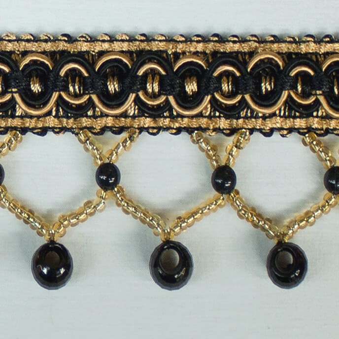 Trim Beaded Design 11 Black Gold