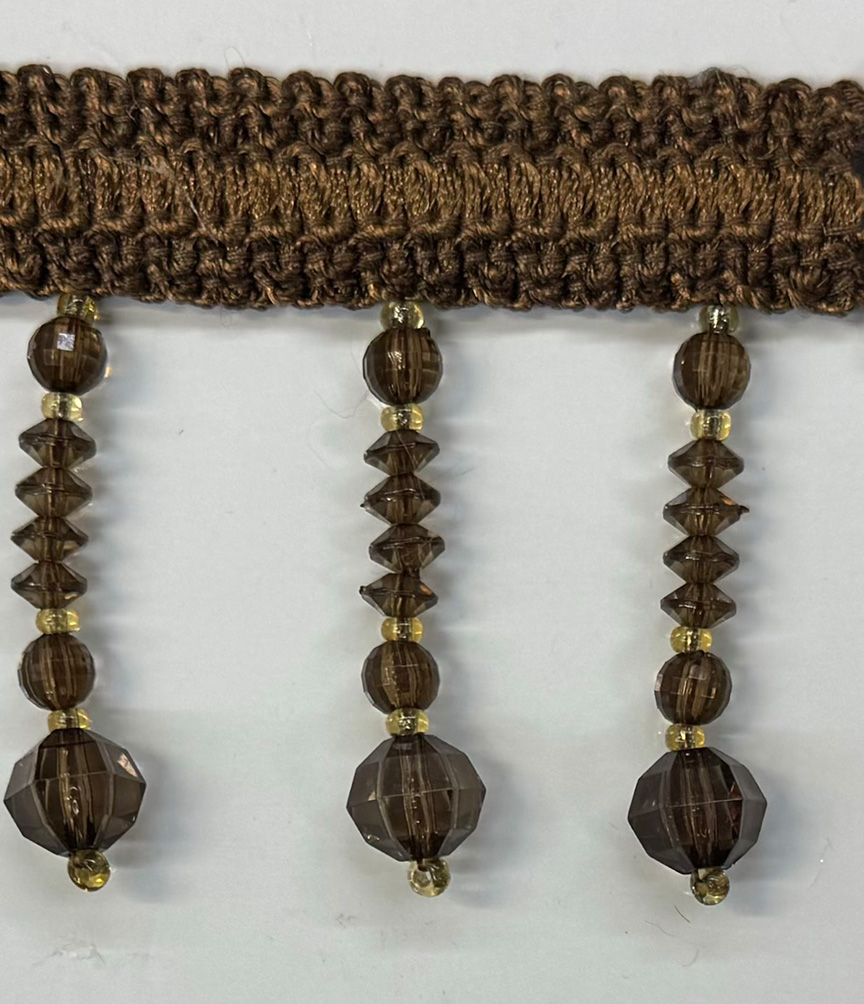 Design 14 , Beaded Trim , Green Brown