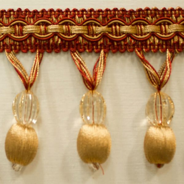 Trim Beaded Design 9 Gold Red Brilliant Drapery Design Inc.