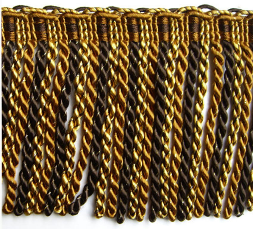 Bullion trim multi tone Anti Gold Black Brilliant Drapery Design Inc.