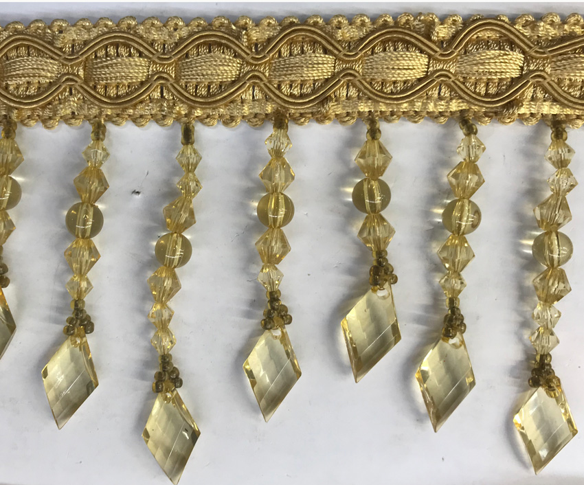 Trim Beaded Design 5 Gold Brilliant Drapery Design Inc.