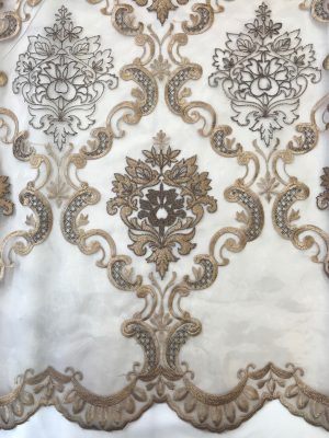 Damask Embroidery Sheer Rust