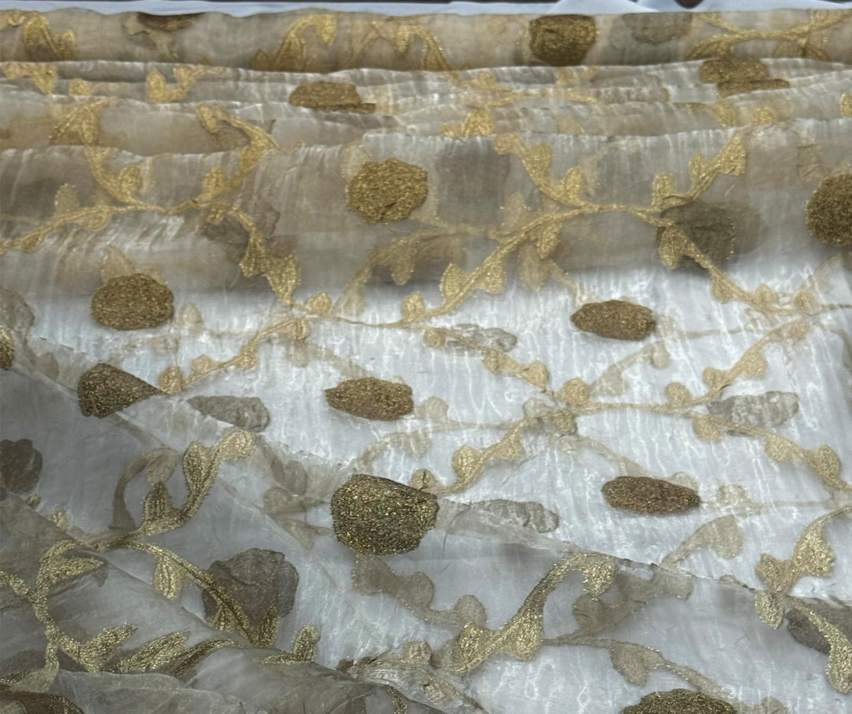 Sheer Embroidery Floral Brown