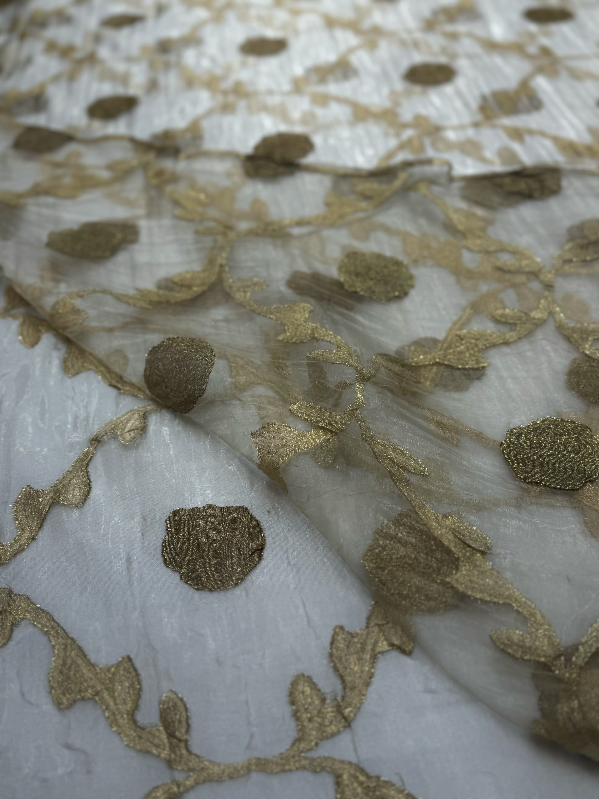 Sheer Embroidery Floral Brown