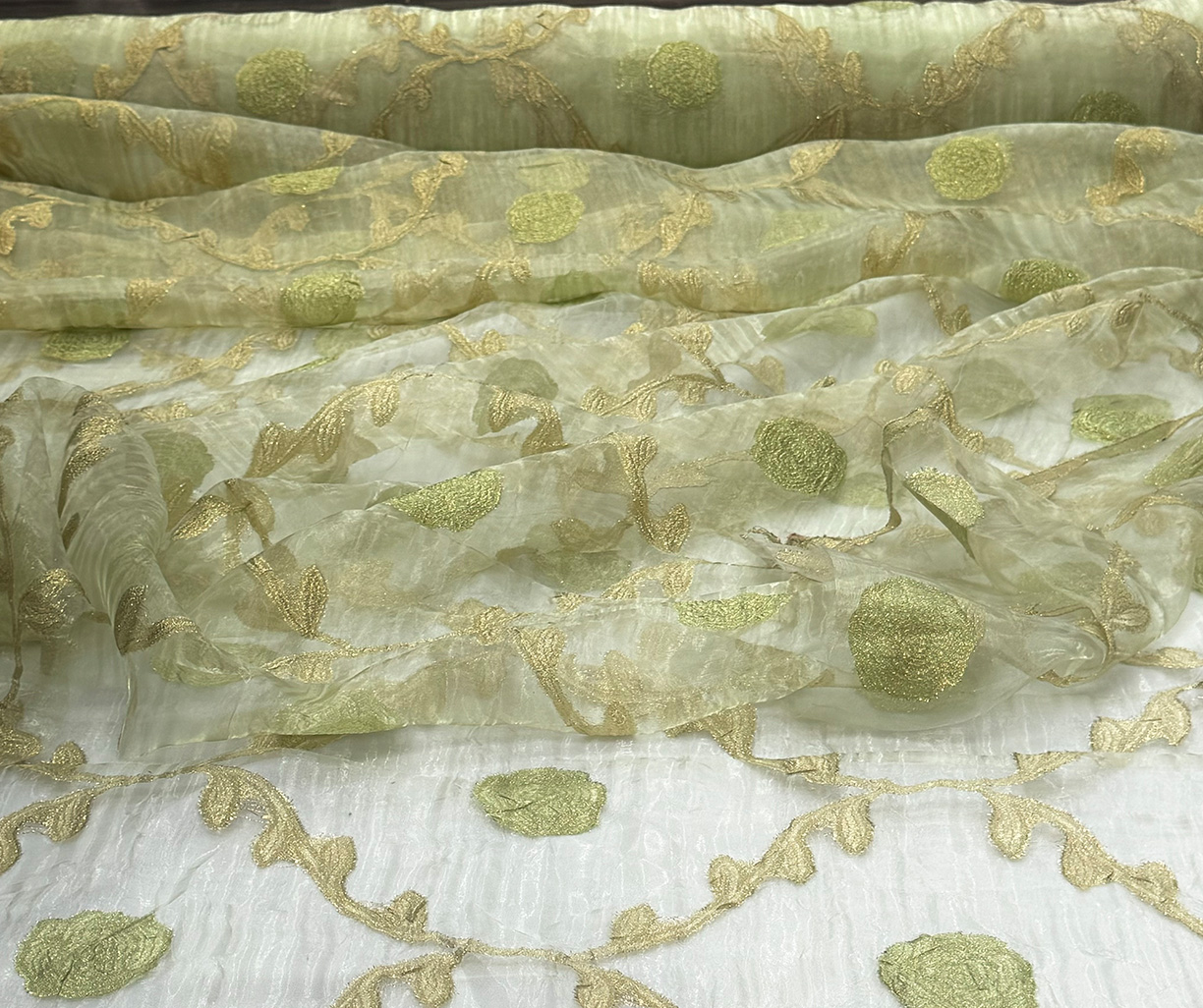 Sheer Embroidery Floral Green