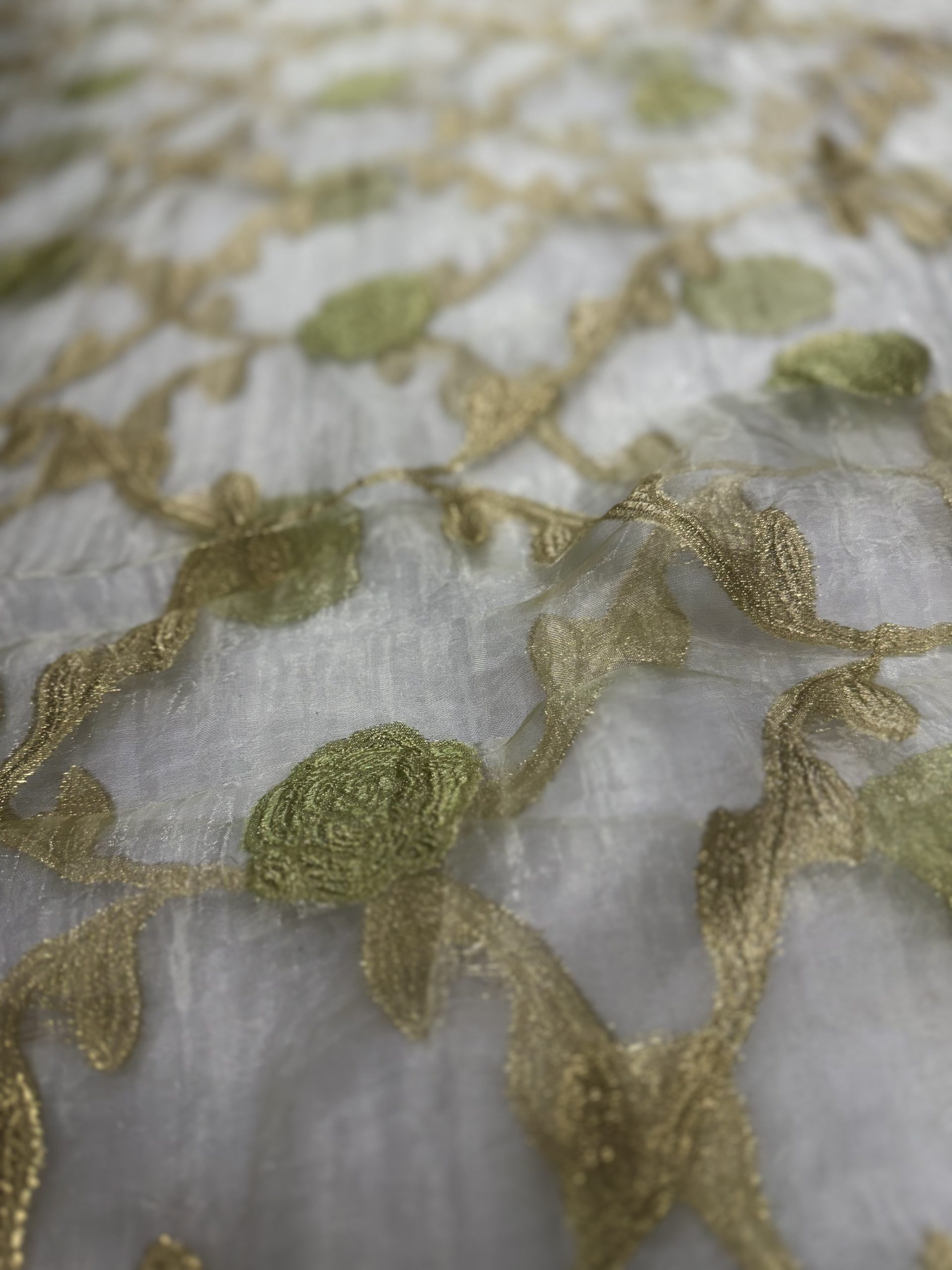 Sheer Embroidery Floral Green