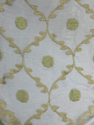 Light Green Embossed Fabric Sheer.