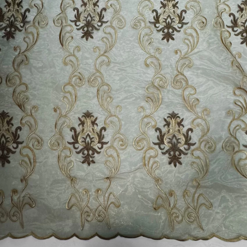 Fabric Embroidery Sheer Brown