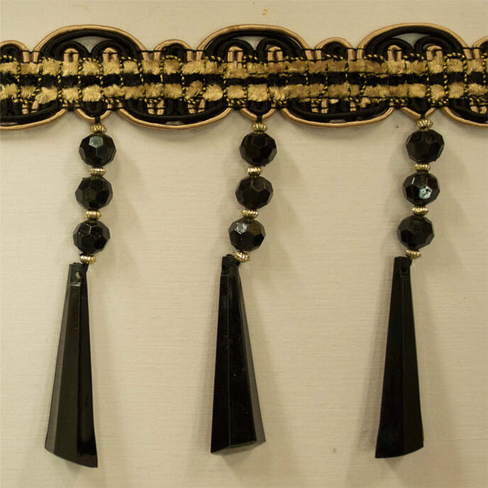 Trim Beaded Design 15 Black Gold