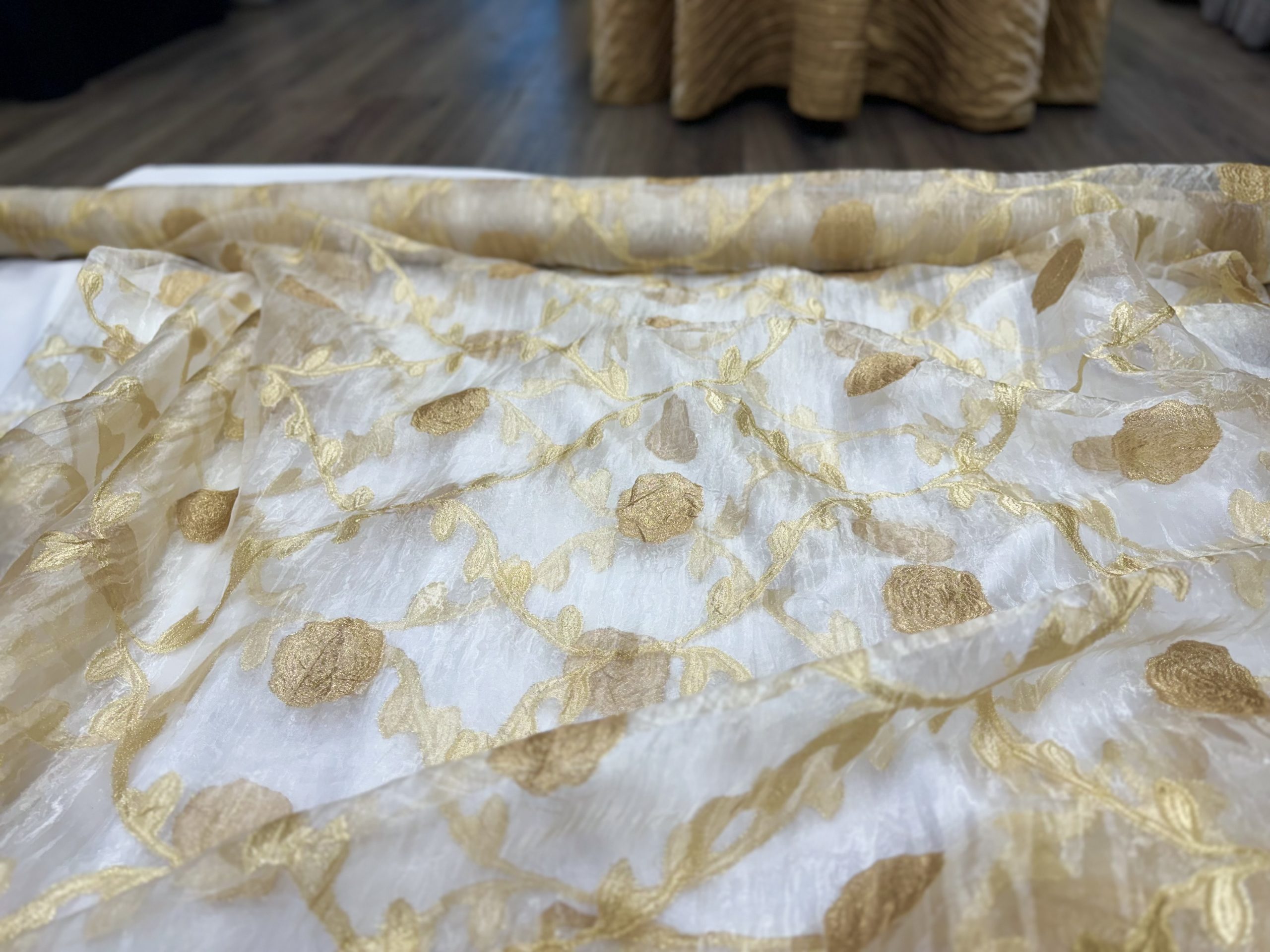 Embossed Fabric Sheer Gold.