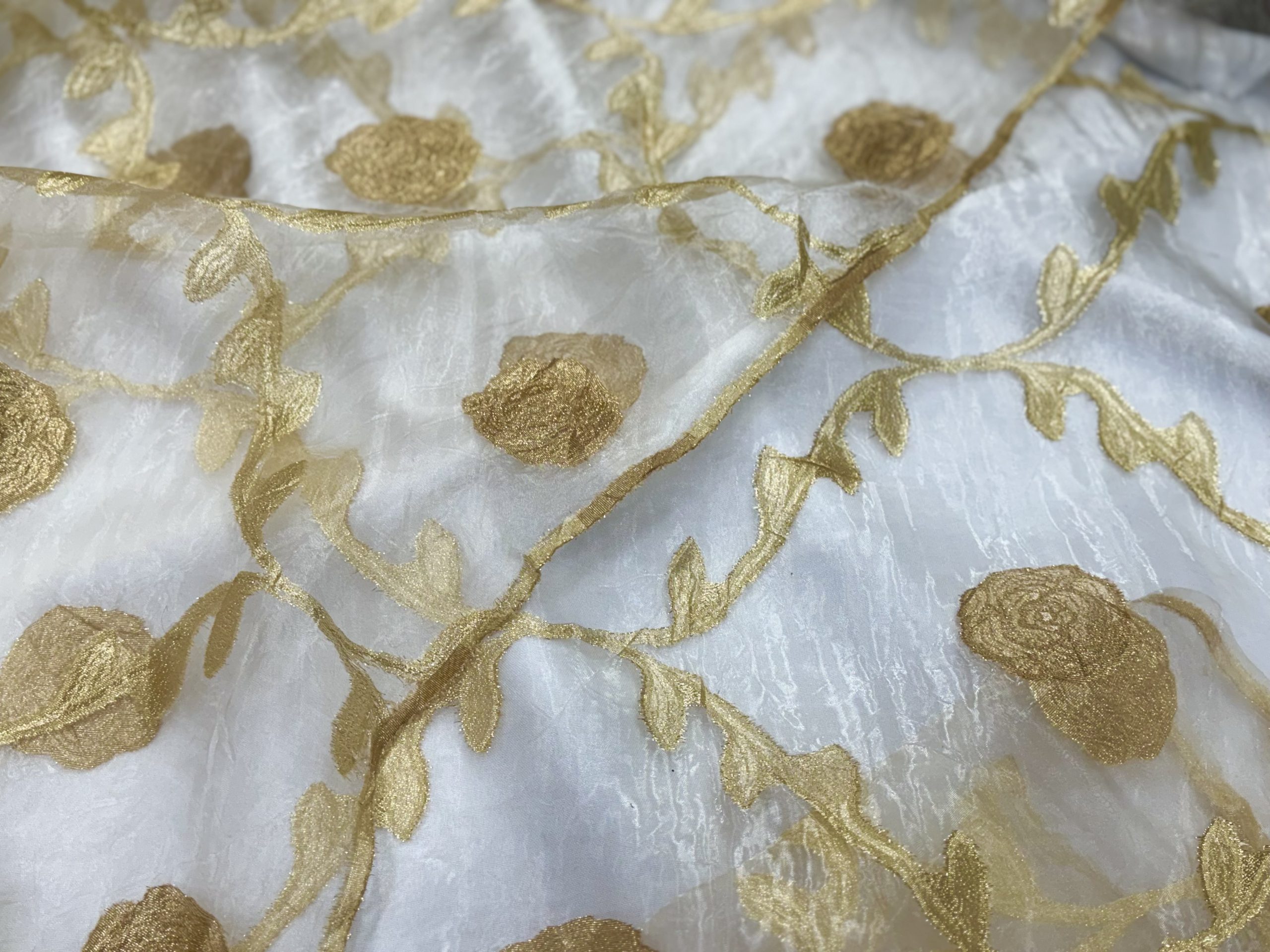 Embossed Fabric Sheer Gold.