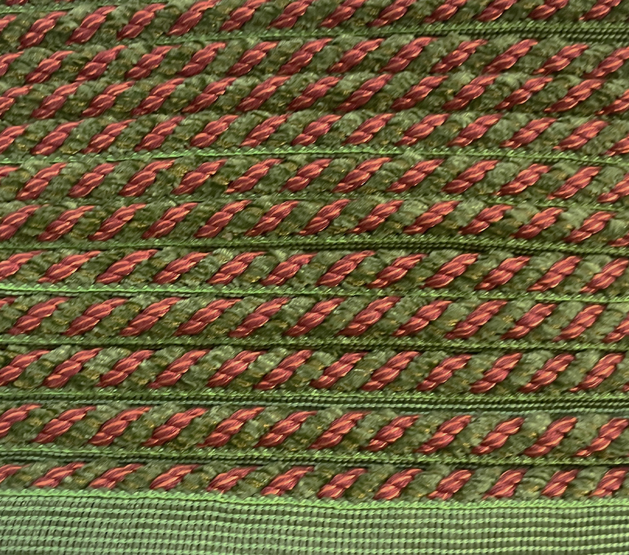 green trim with red cord