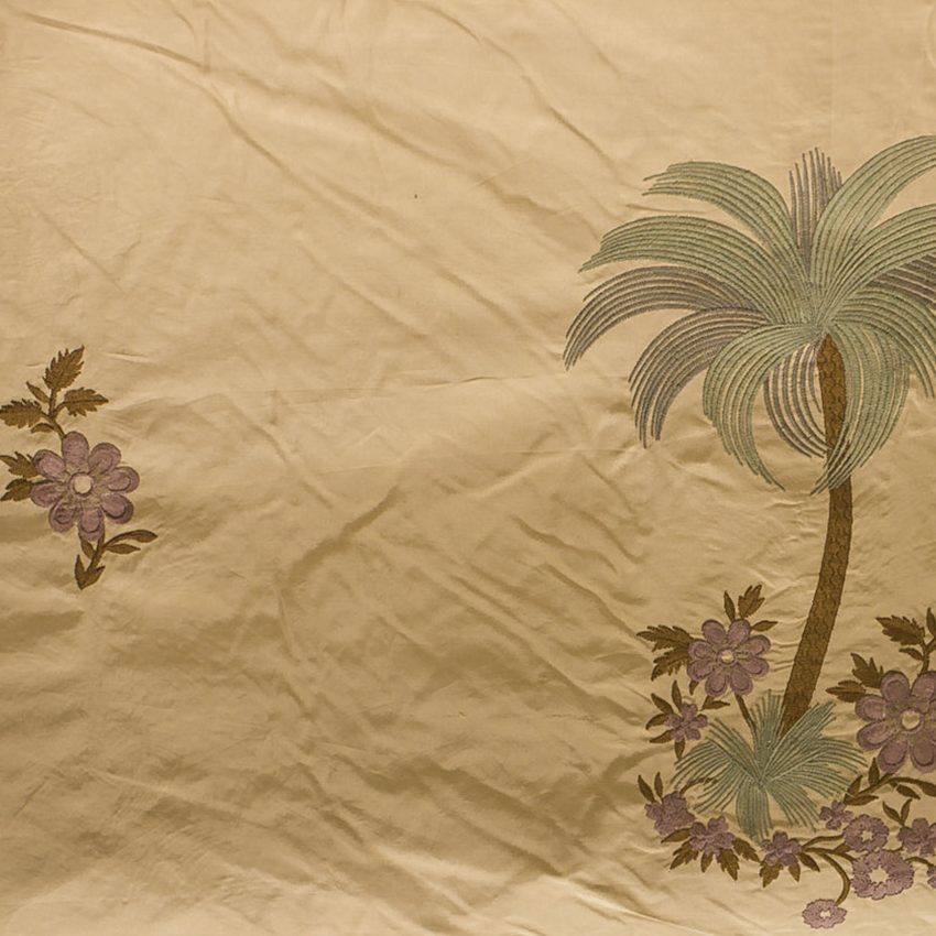 Embroidery Silk fabric #3, Beige & Green